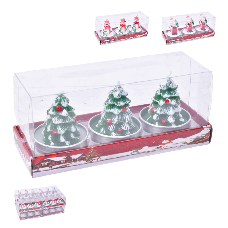 Decoração Vela Natal Boneco Neve 3 unid