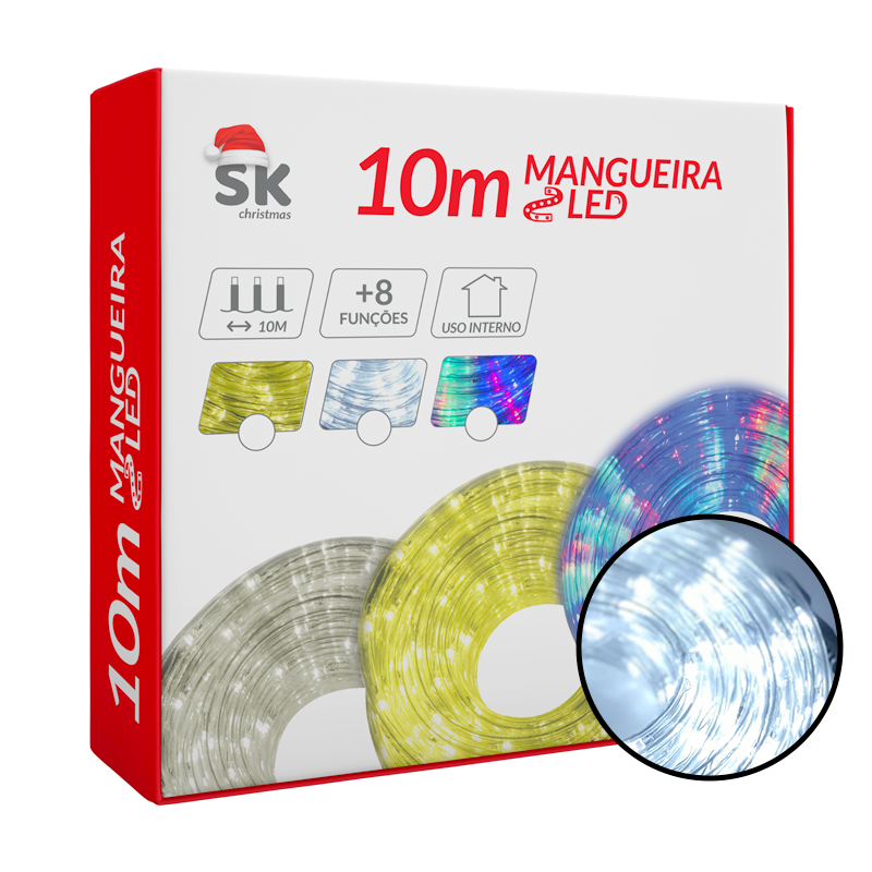 Mangueira Luz Led Branca 10 mt