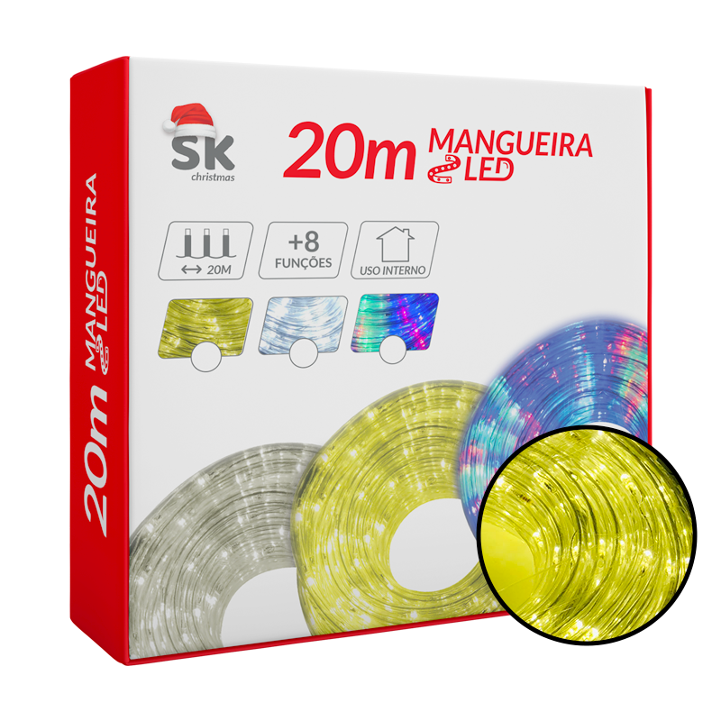 Mangueira Luz Led Amarela 20 mt