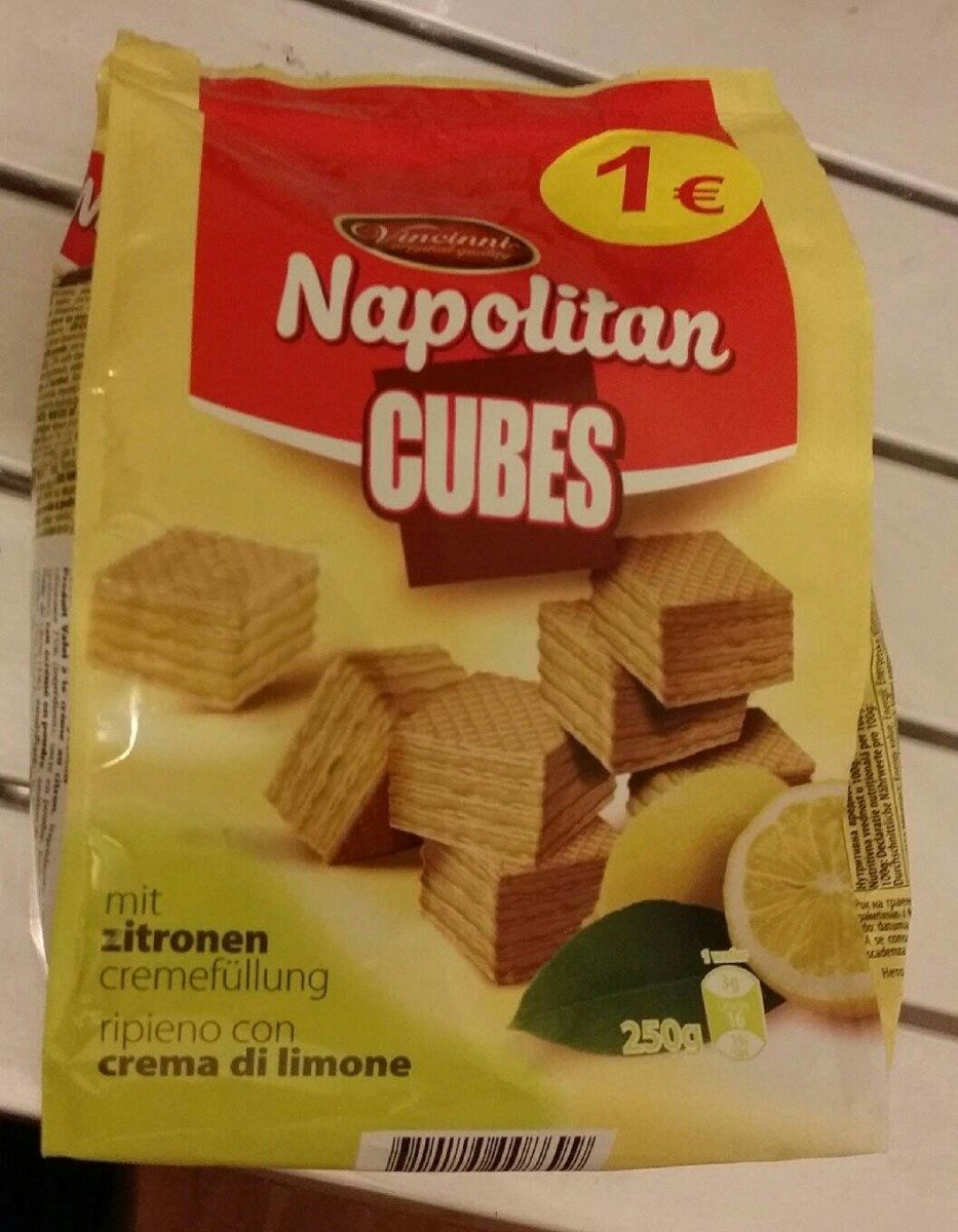 Napolitana Cubes Limão 250 Gr Vincinni