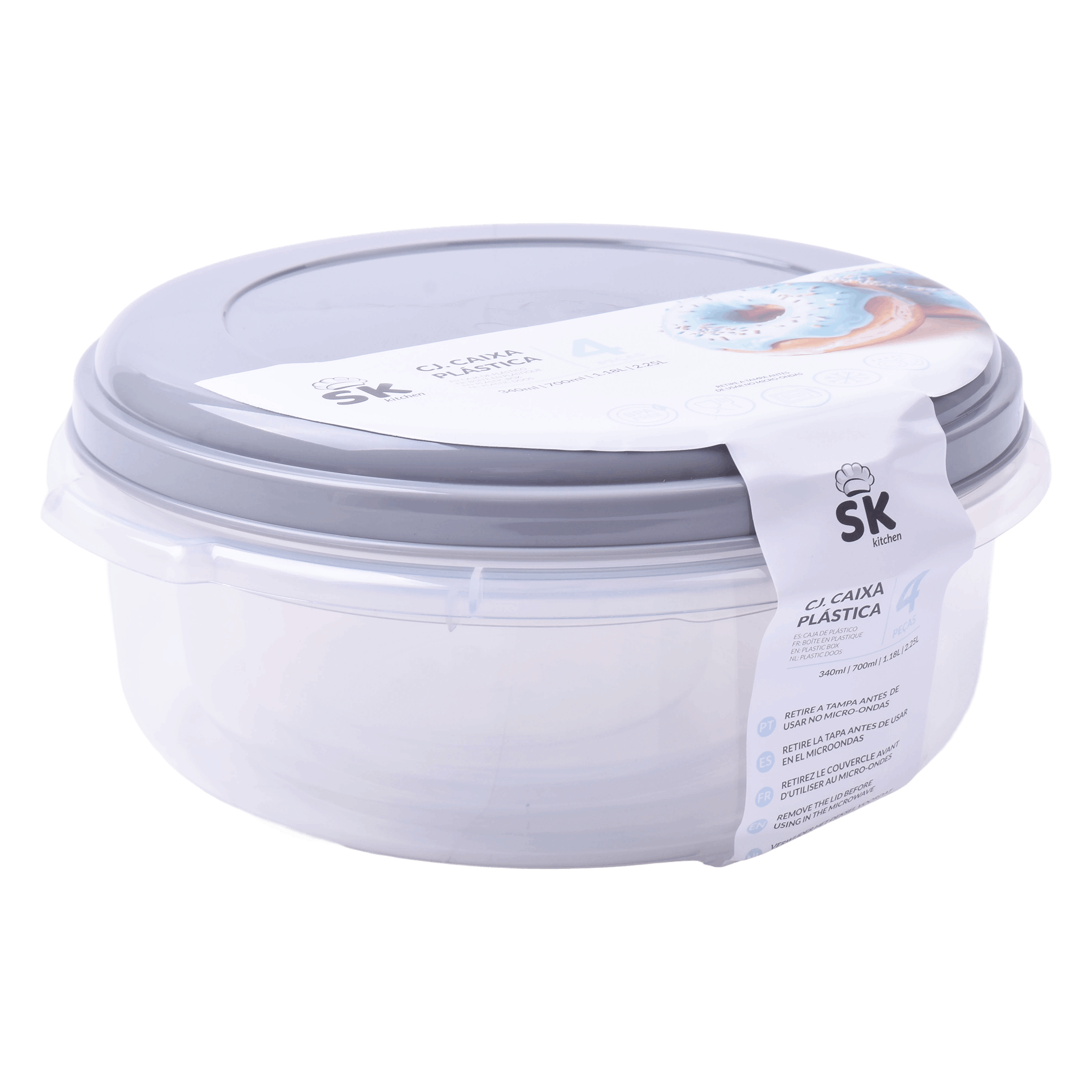 Caixa Plastica Redonda Pack 4
