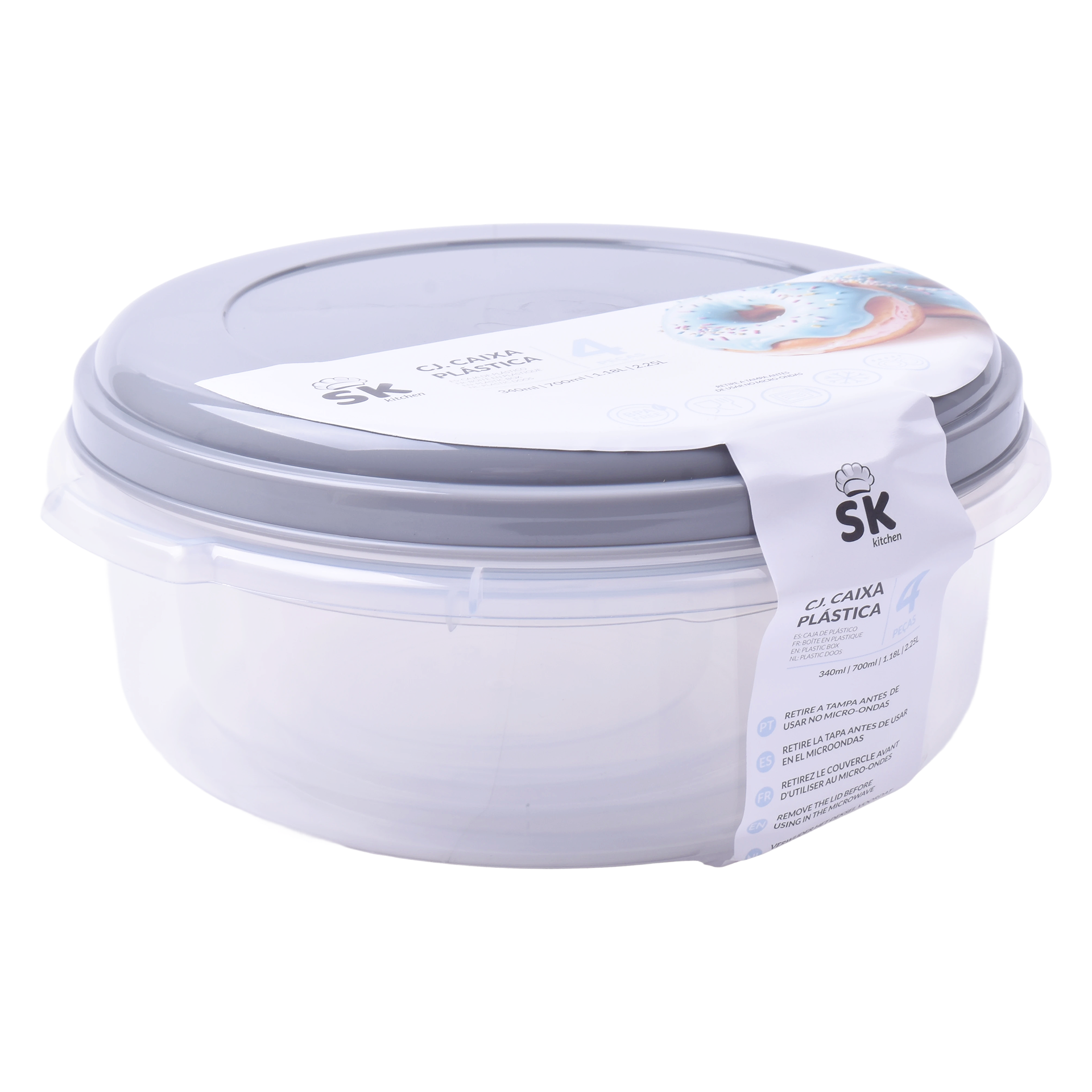 Caixa Plastica Redonda Pack 4