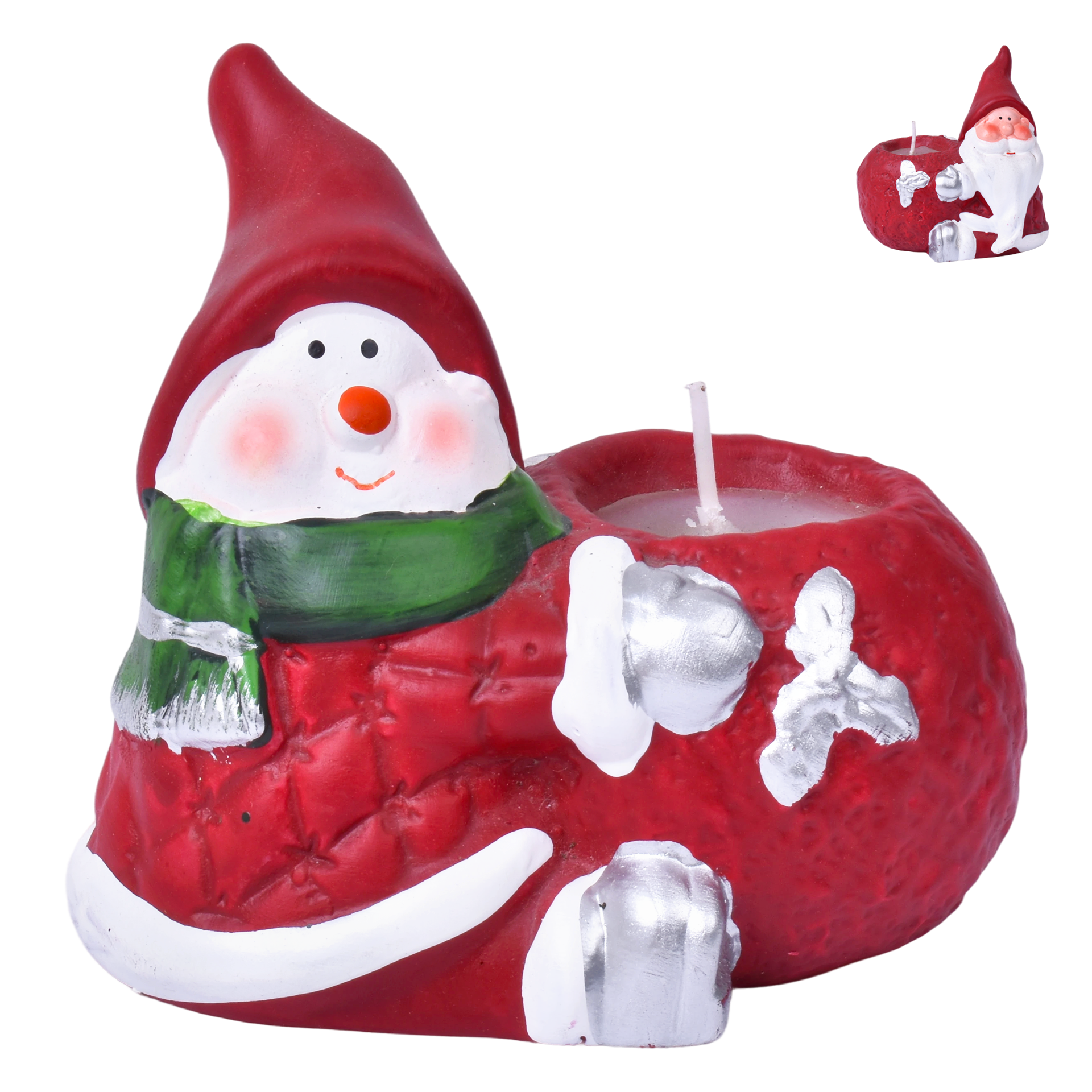 Decoração Vela Pai Natal Ceramica