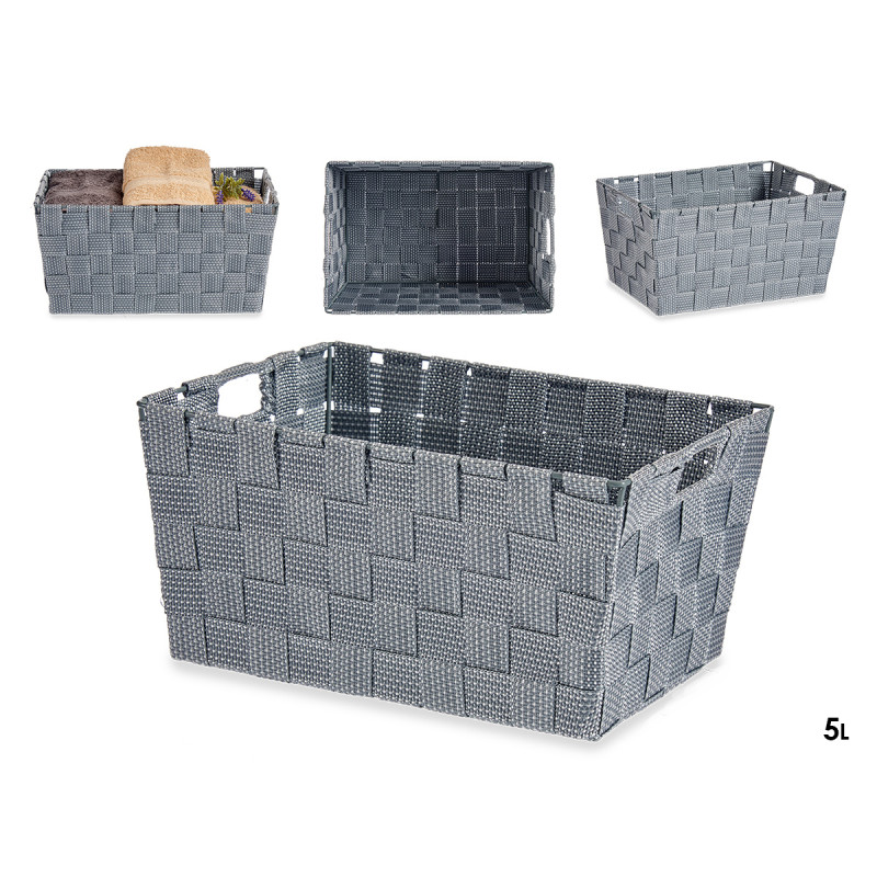 Cesta Conica Rectângular C/Asas Cinza 30CM
