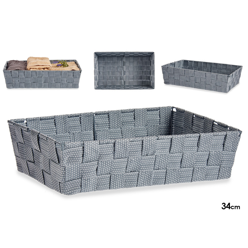 Cesta Rectângular S/Asas Cinza 34CM