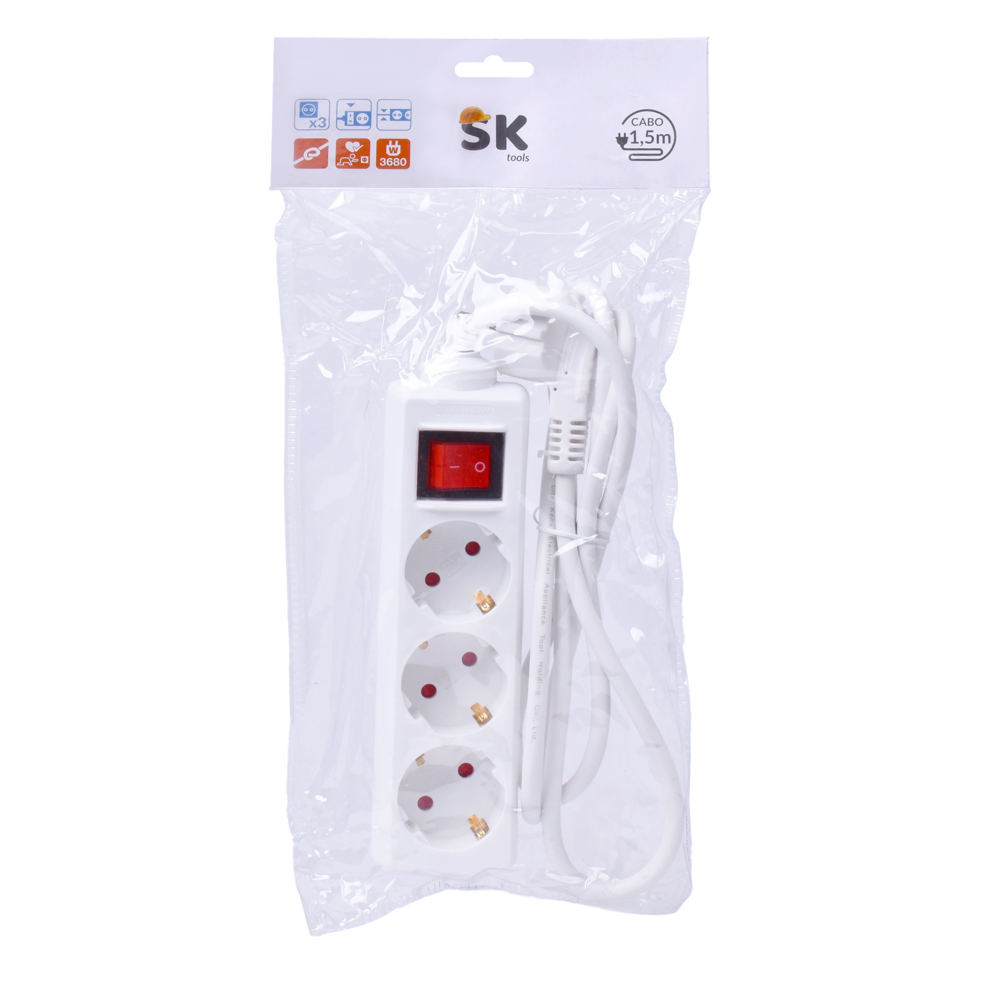 Extensao 3 Tomadas C/ Interruptor 1,5 mt