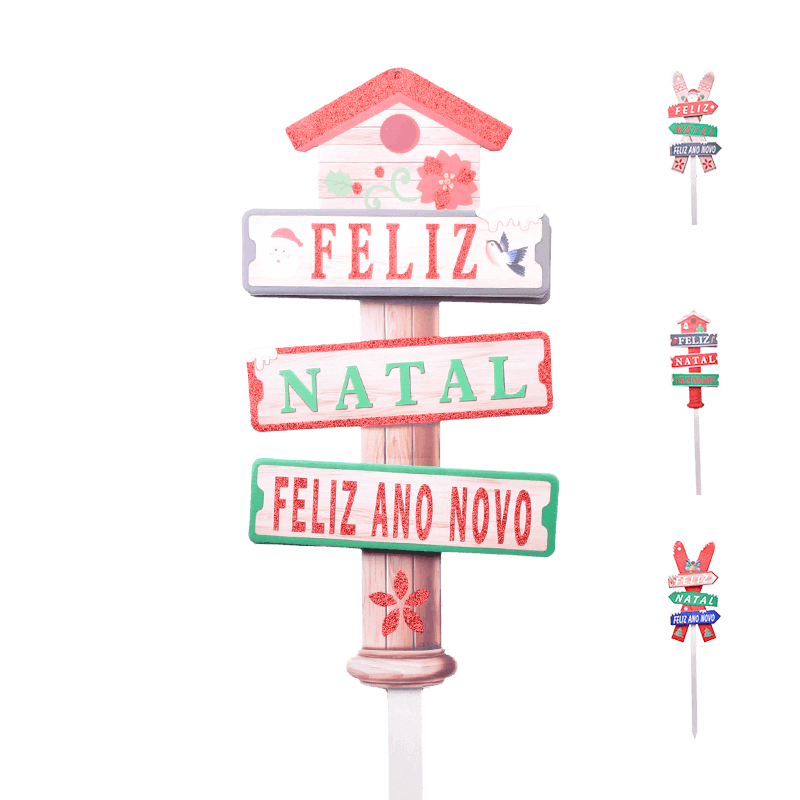 Decoração Natal Espeto Madeira 85 cm