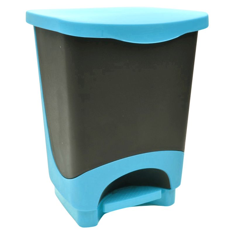 Balde Lixo C/Pedal 10L Preto/Azul Mylux