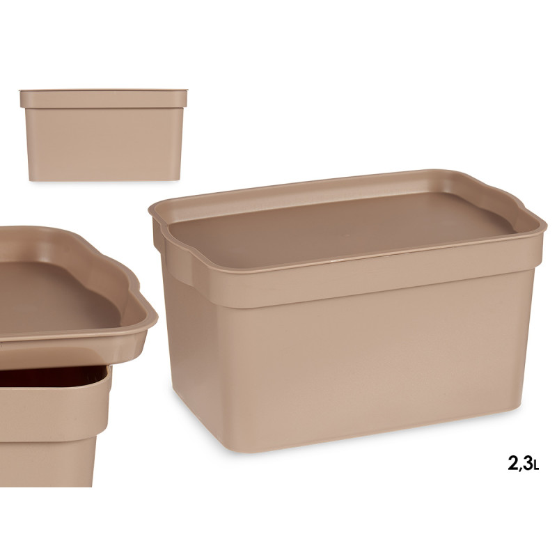 Caixa Plastica C/Tampa 2,3 Lt Bege