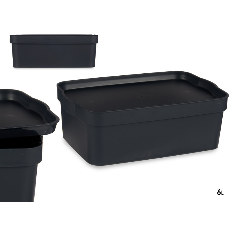 Caixa Plastica C/Tampa 6 Lt Antracite