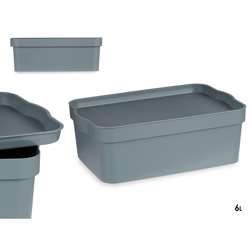 Caixa Plastica C/Tampa 6 Lt Cinza