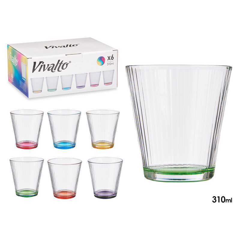 Vivalto Copo Vidro Riscas 6 x 310 ml