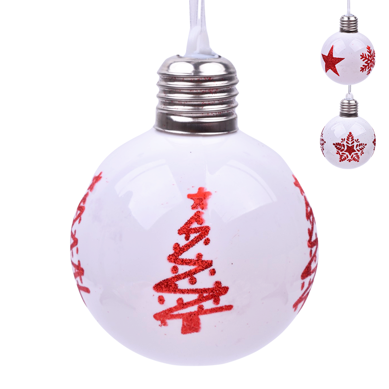 Decoração Natal Bola C/Luz 8 cm