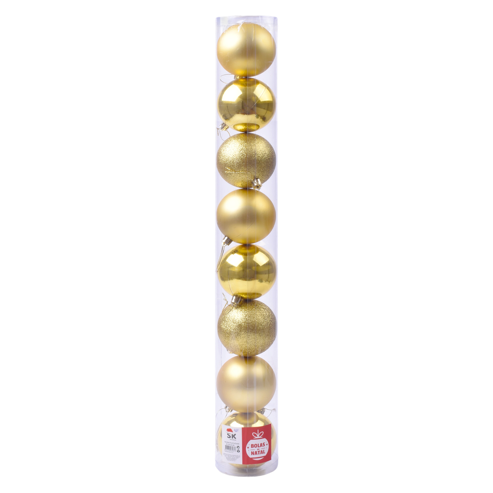 Bolas Natal Douradas 8cm 8 uni