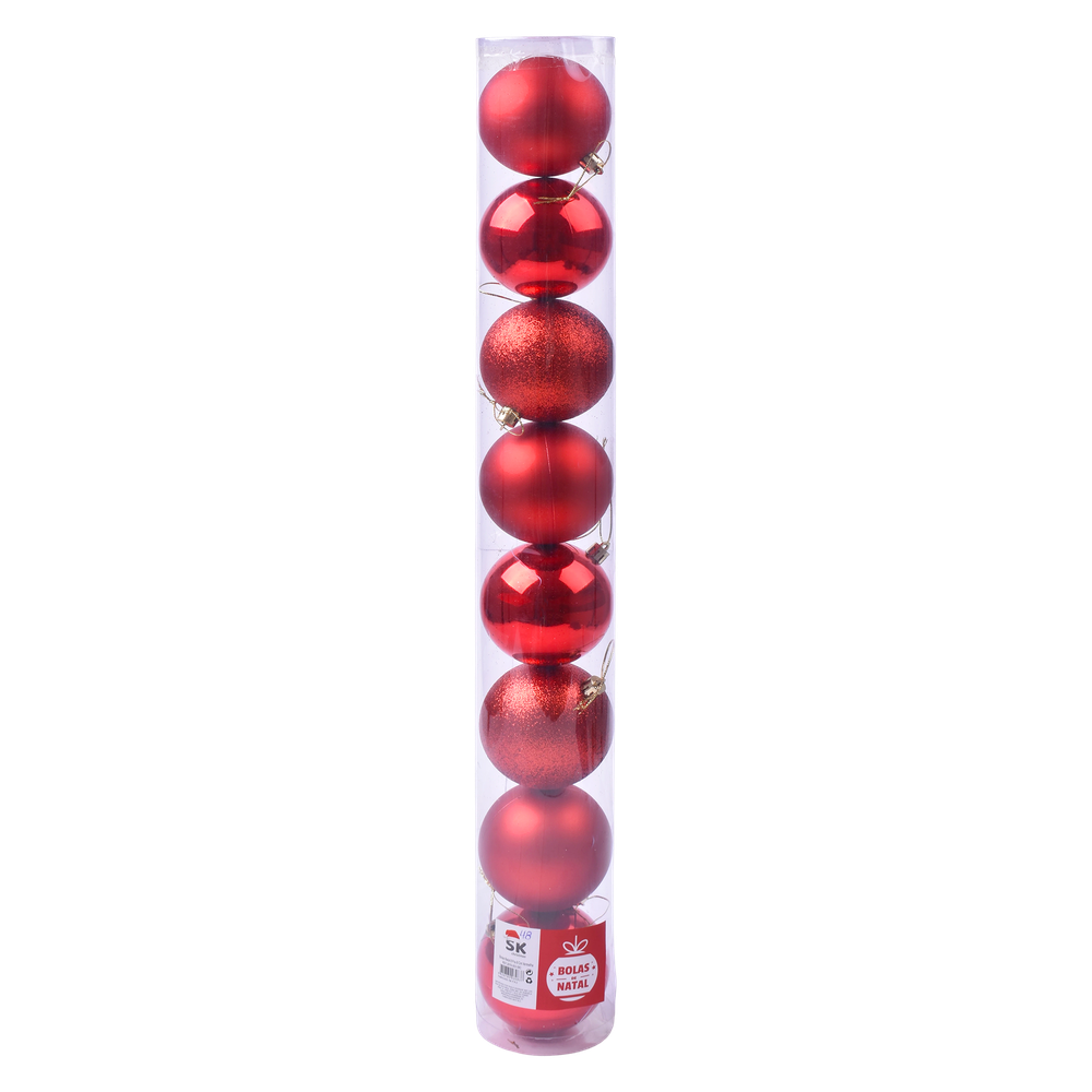 Bolas Natal Vermelhas 8cm 8 uni