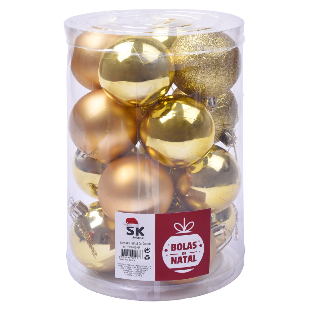 Bolas Natal Douradas 6cm 12 uni