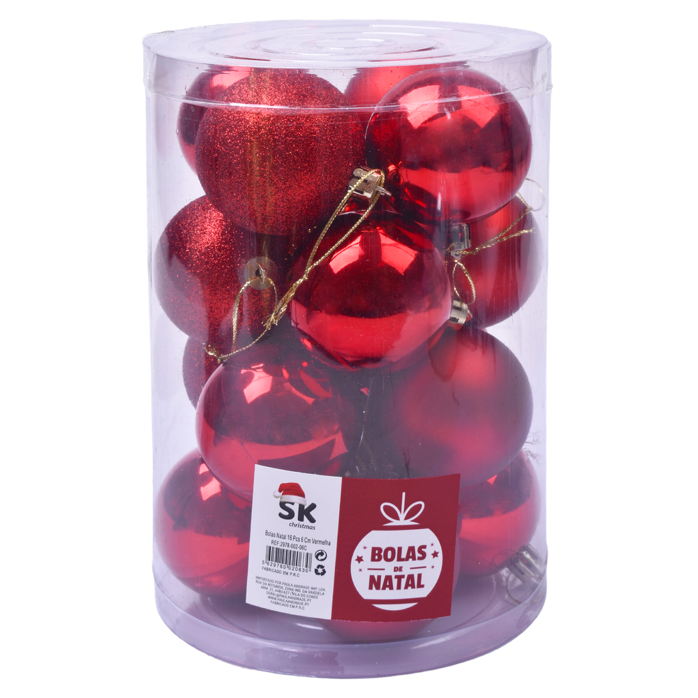 Bolas Natal Vermelhas 6cm 12 uni