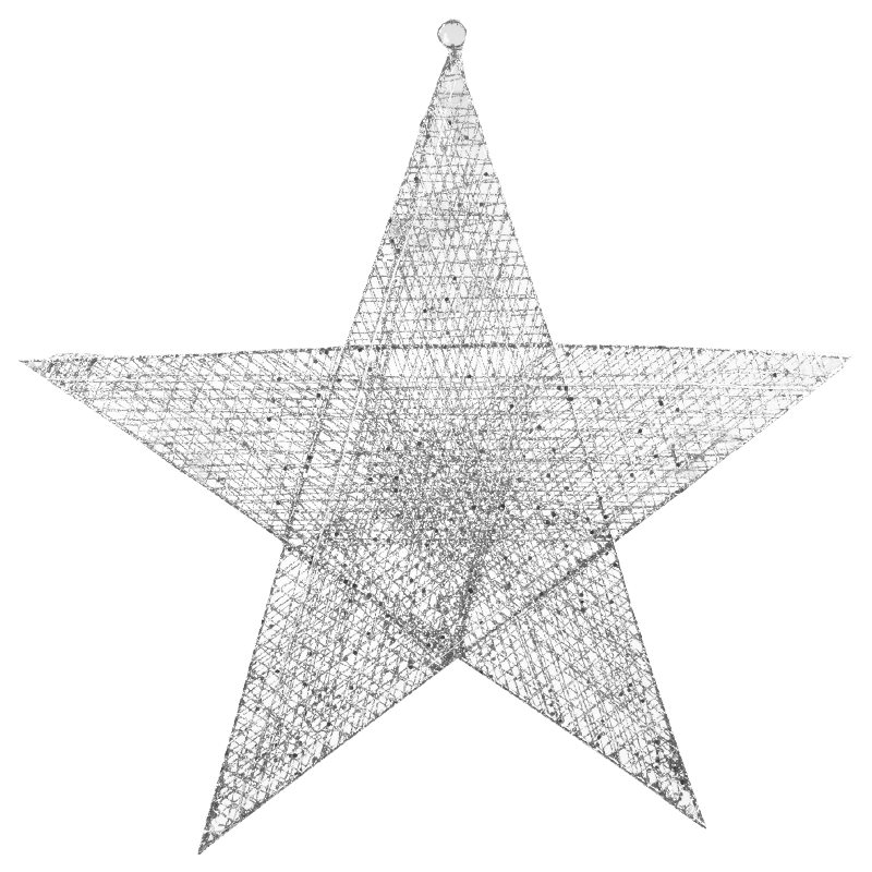 Decoração Estrela Prateada C/Luz 60cm