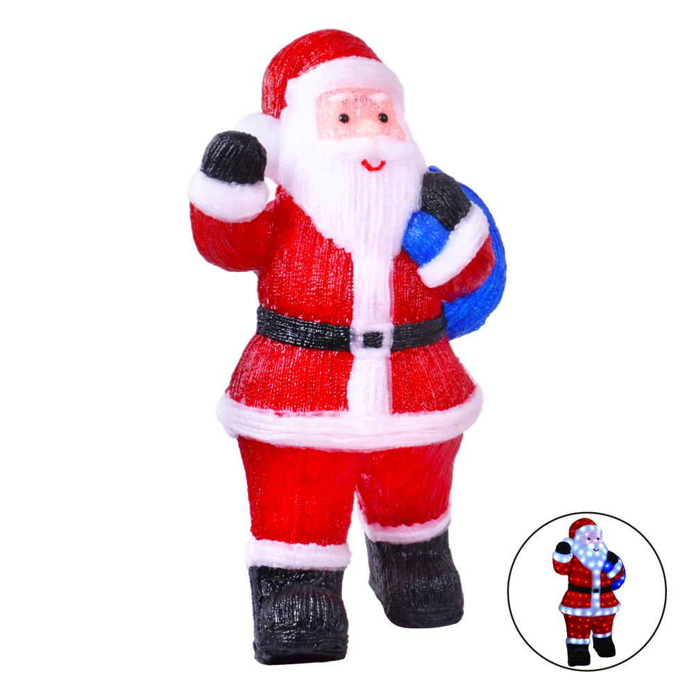 Decoracão Pai Natal Acrilico Luz Led