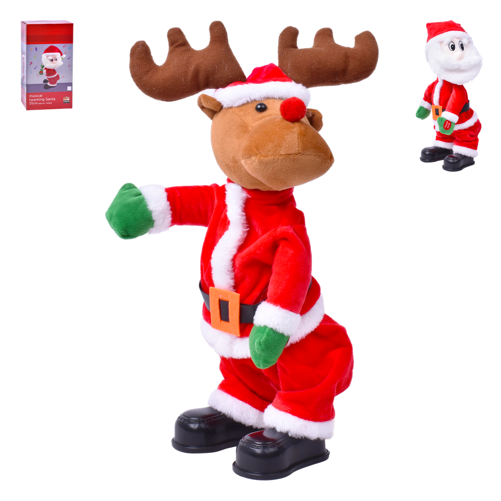 Decoração Pai Natal/Rena C/Movimento 33cm