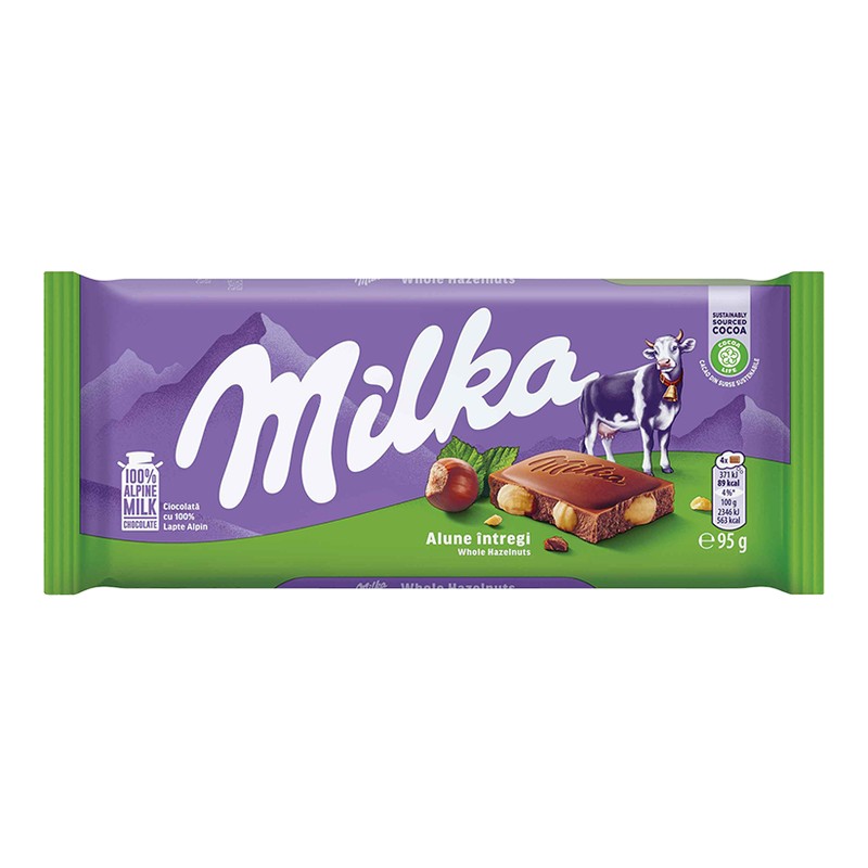 Milka Chocolate Whole Hazelnuts 95gr