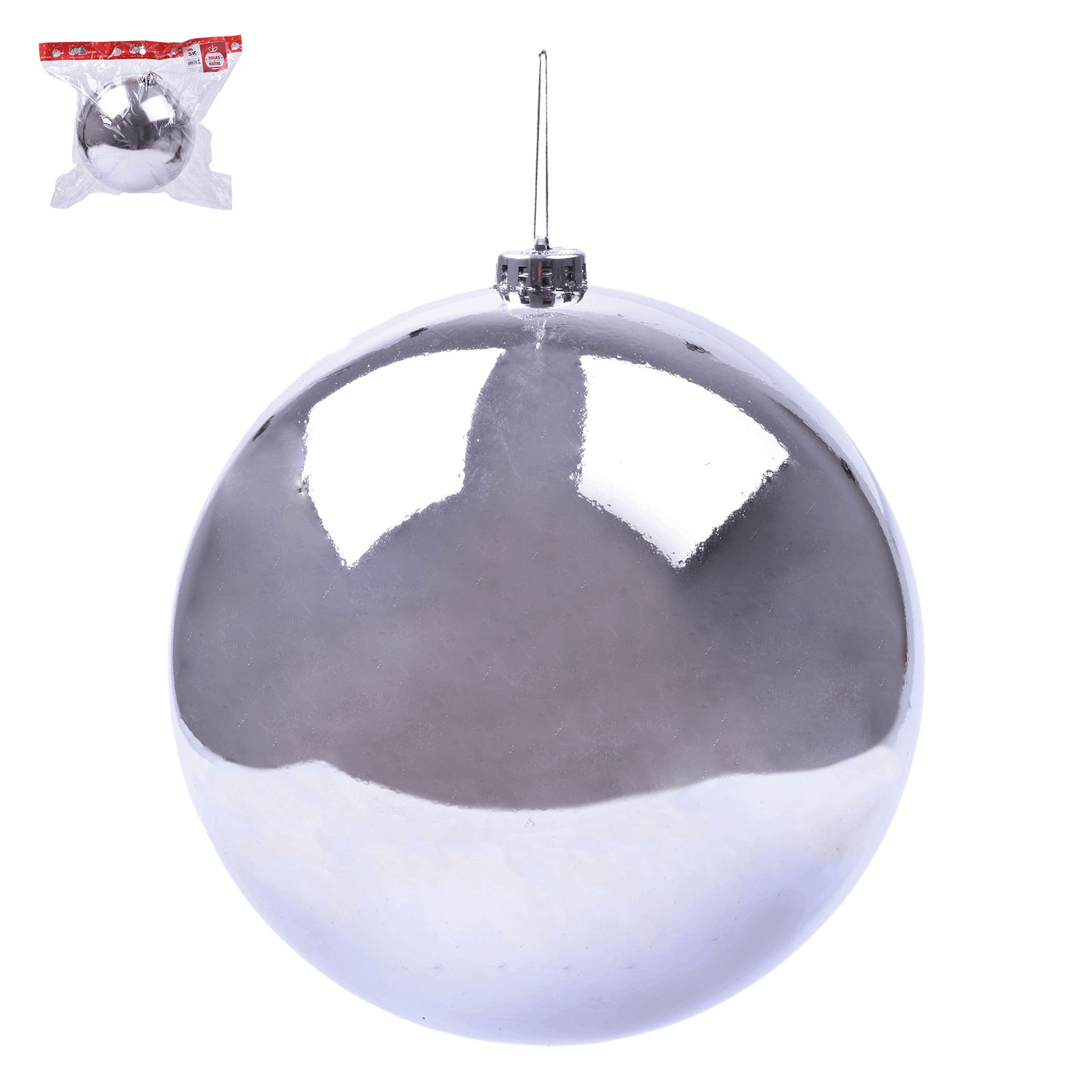 Decoração Natal Bola Prateada 20cm