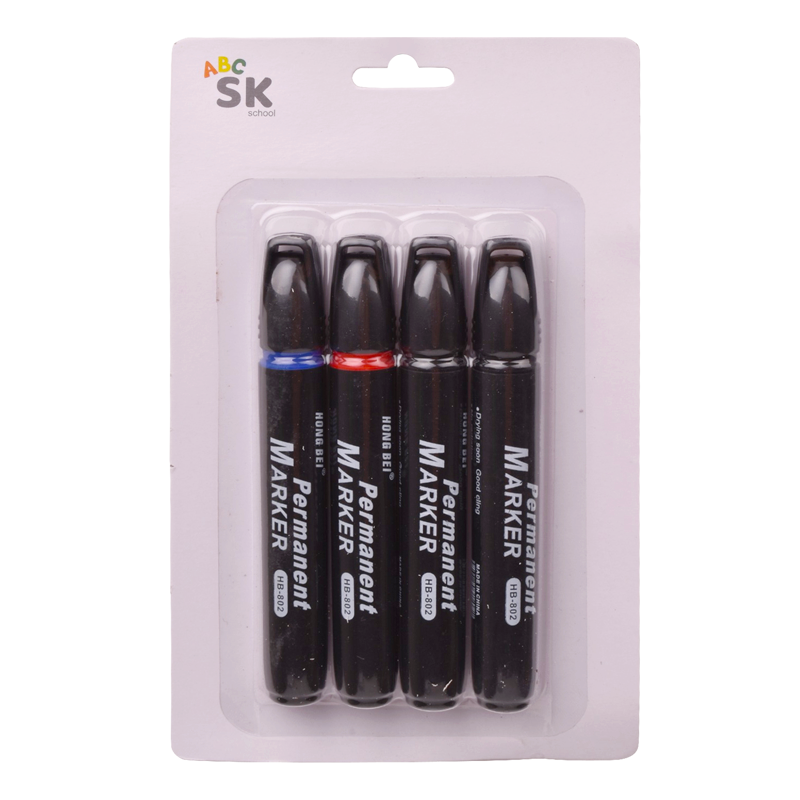 Marcador Permanente Preto Pack 4