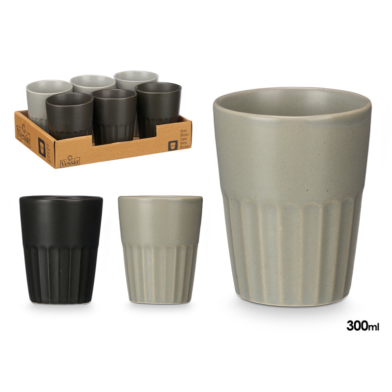 Copo Café Cinza/Preto 6 x 300 ml