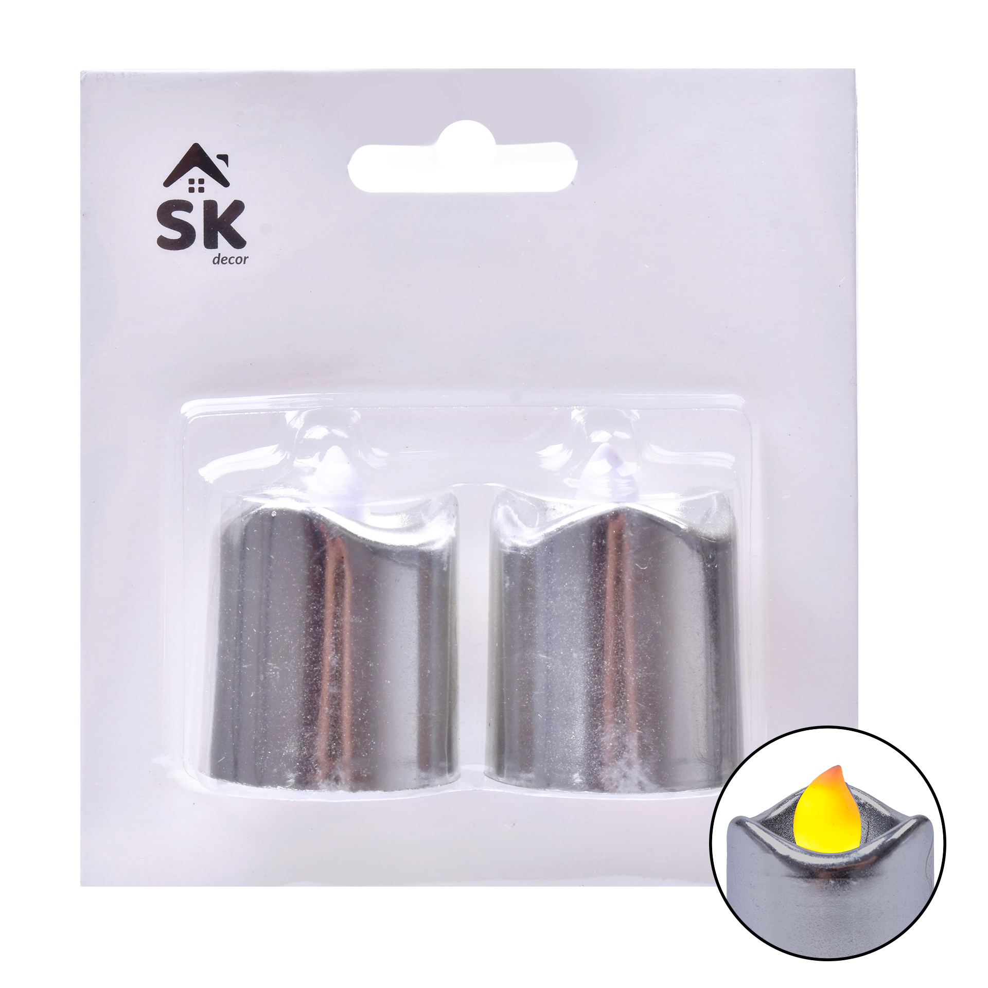Decoração Natal Vela Led Prateada Pack 2