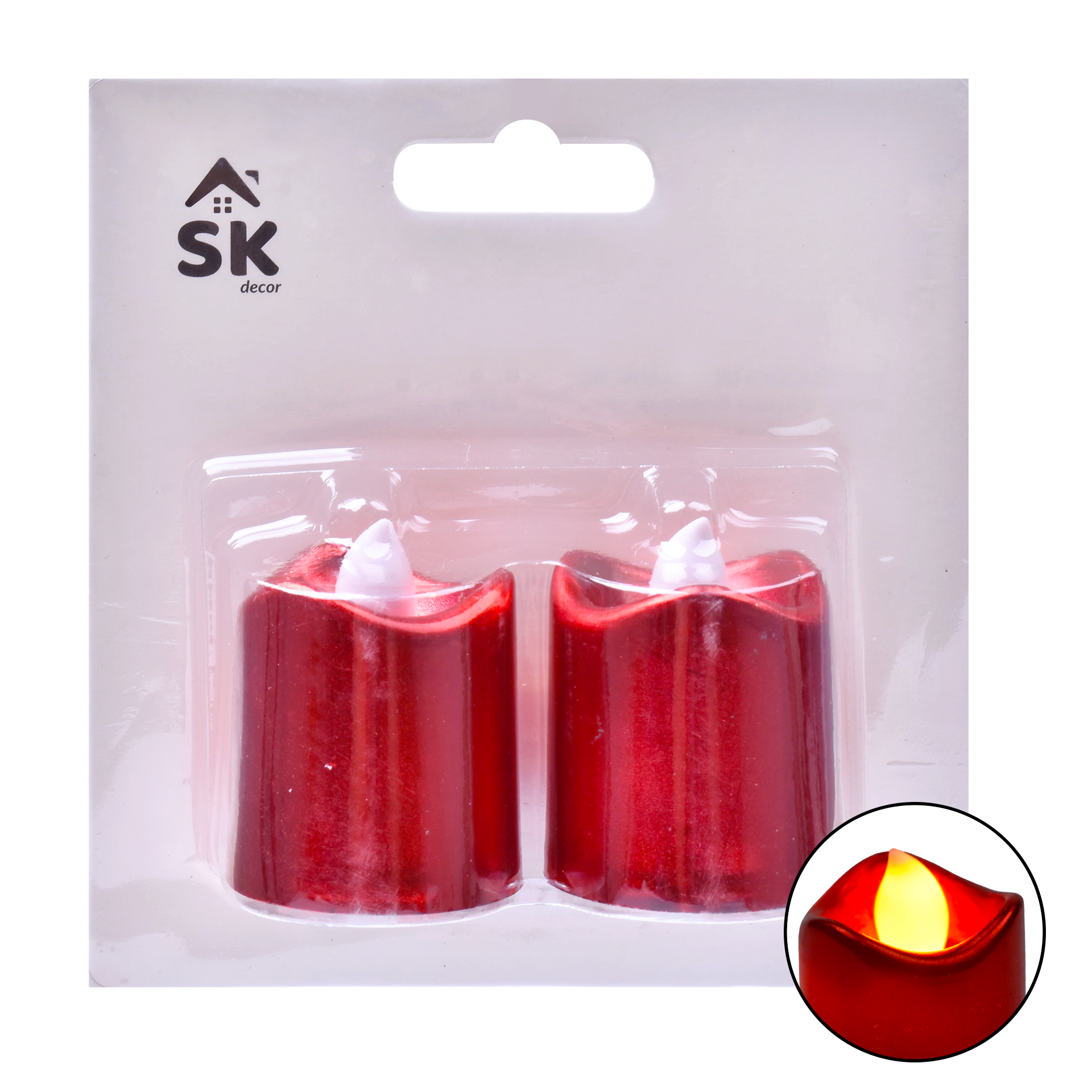 Decoração Natal Vela Led Vermelha Pack 2