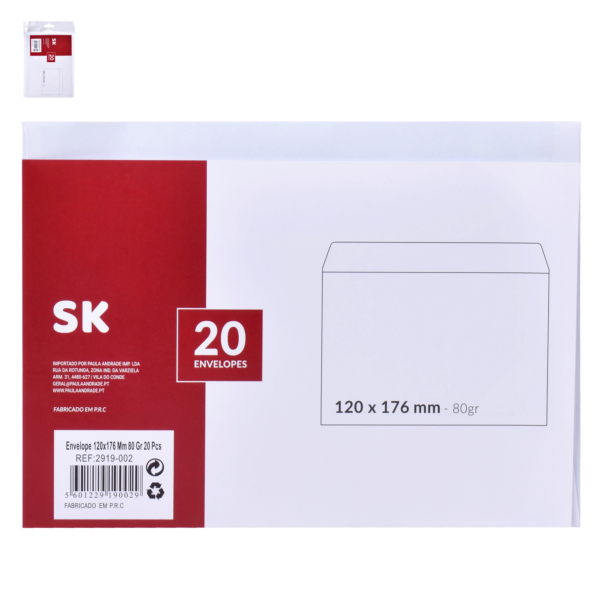 Envelope 120 x176mm 20 unid