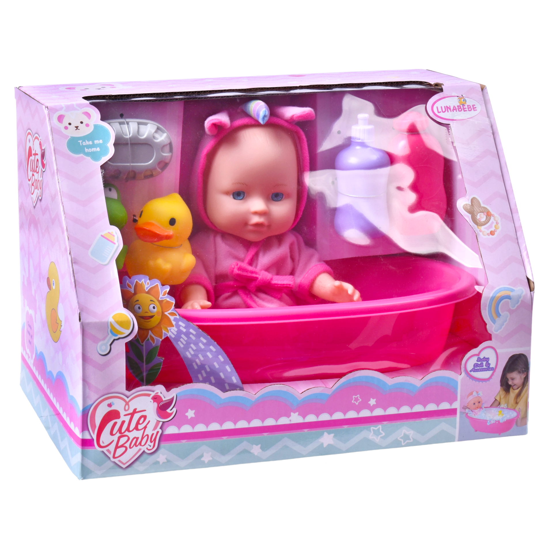 Brinquedo Boneca +Acessorios Banho