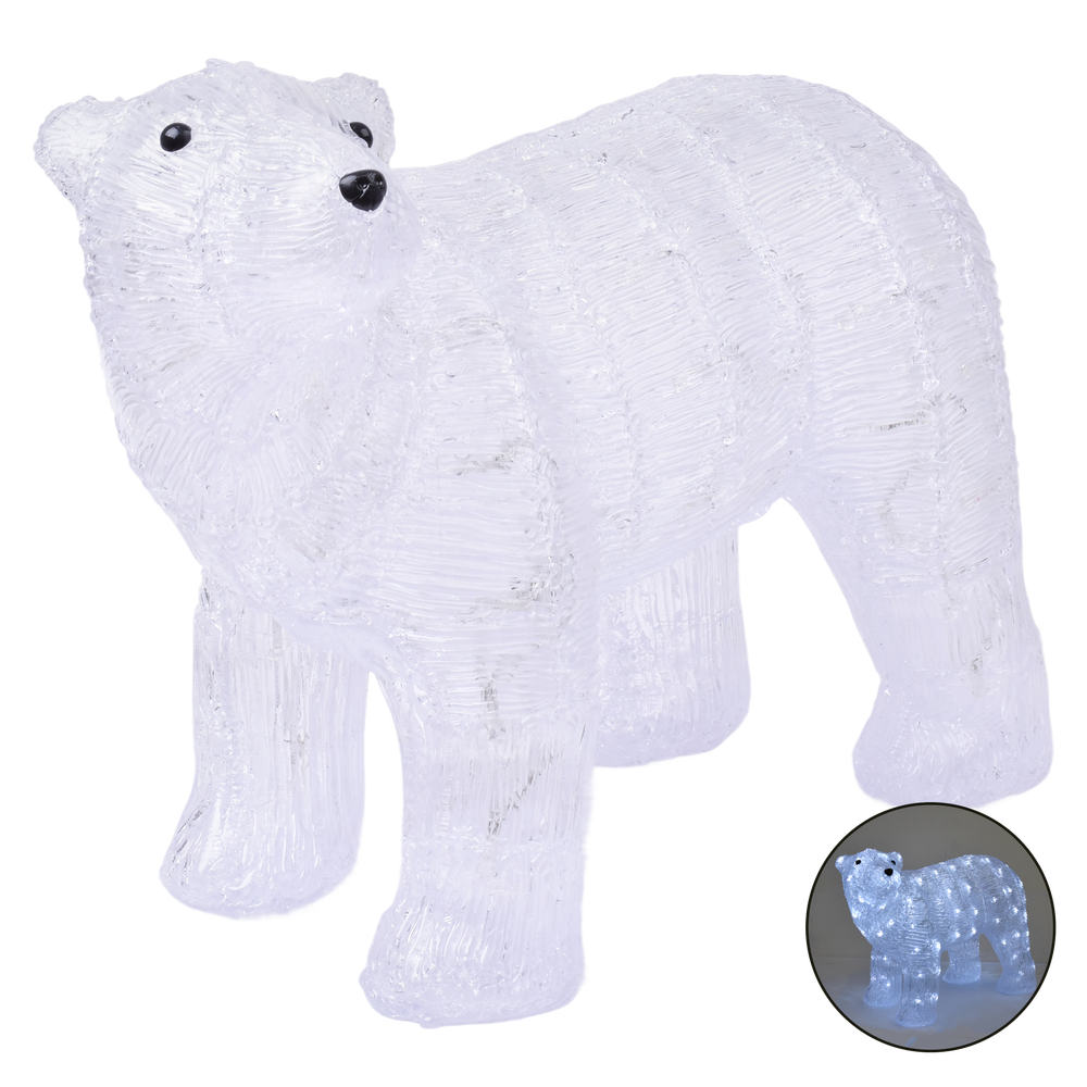 Decoracão Natal Urso Acrilico Luz Led
