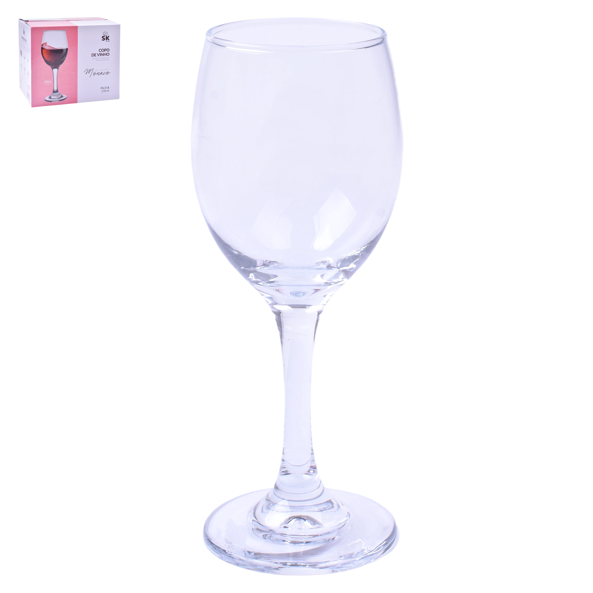Copo Vinho C/Pe 230 ml Pack 6