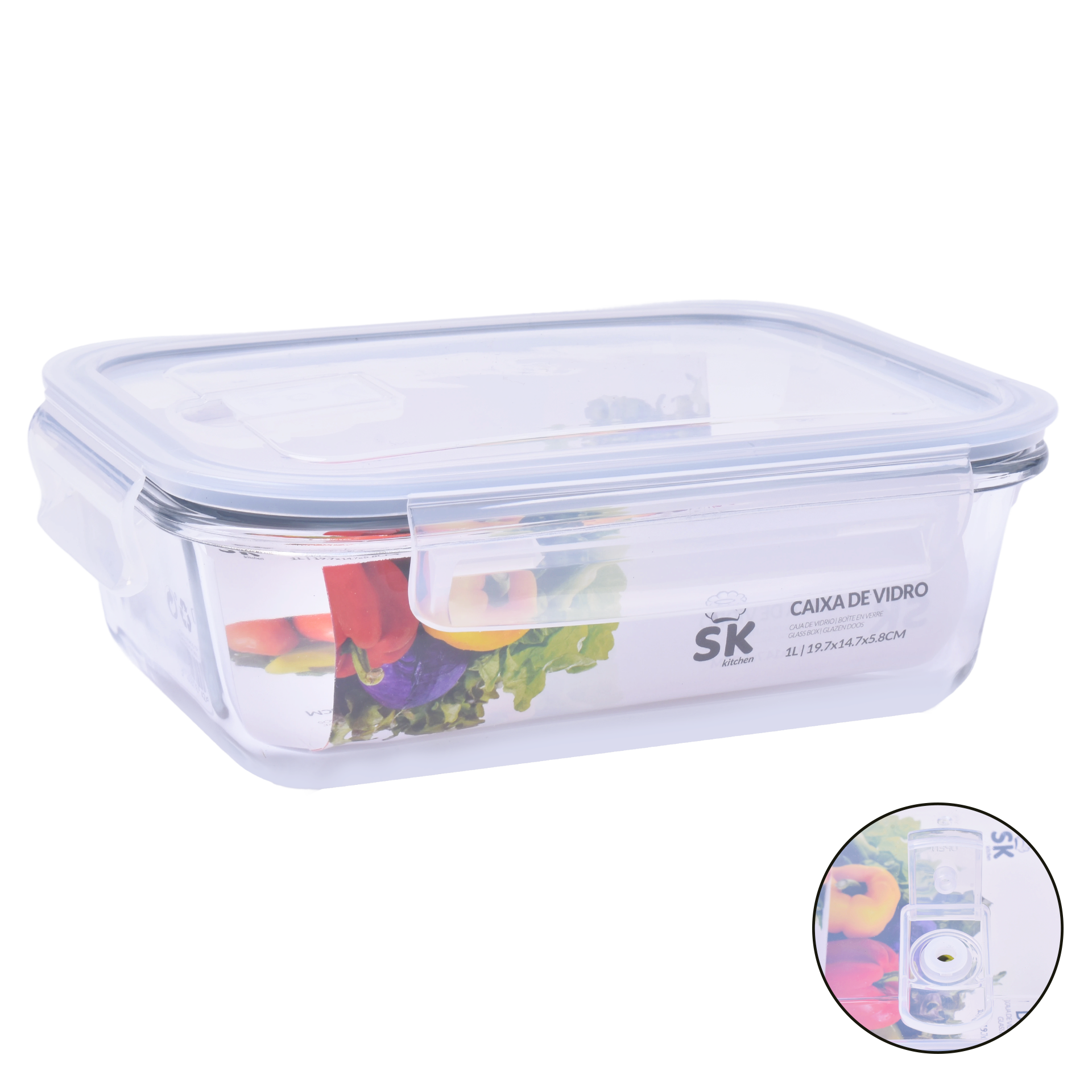 Marmita Vidro Rect. 1000 ml